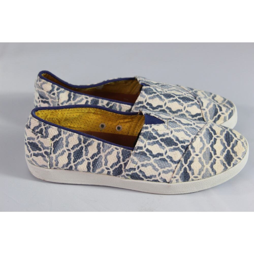 TOMS Womens Blue White Slip On Espadrille Flats Casual Canvas Shoes Size 9 US - Picture 4 of 6